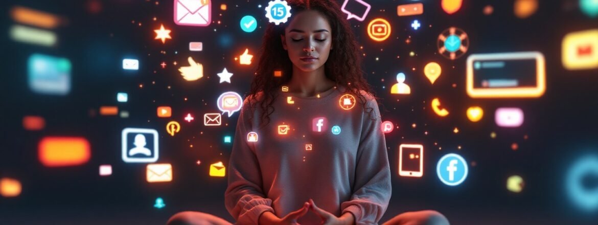 Una ilustración de un cerebro humano conectado a un engranaje de IA, simbolizando cómo la IA para mejorar hábitos puede optimizar los patrones de pensamiento.